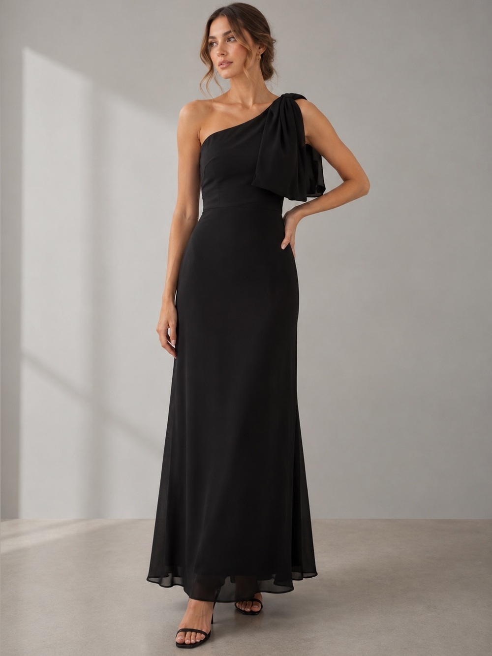 Sachin & Babi Chelsea One-Shoulder Bow Gown B373